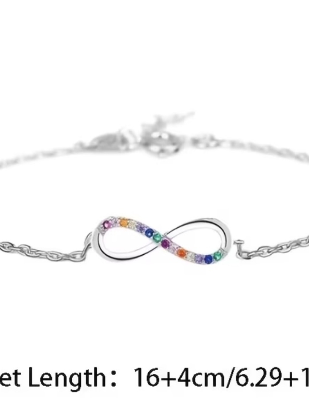 Multicolor stone Infinity Bracelet  with positive affirmation card, in sheer bag